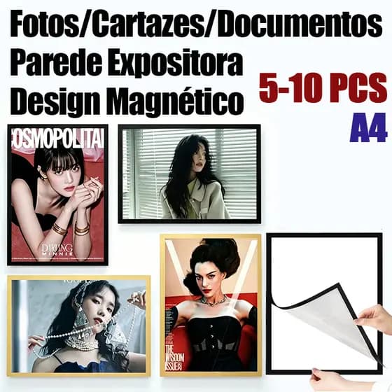 5~10 A4 Display Moldura Magnética PVC Protetor Caso Certificado Cartaz Placa De Exibição Adesivo De Parede Para Escritó