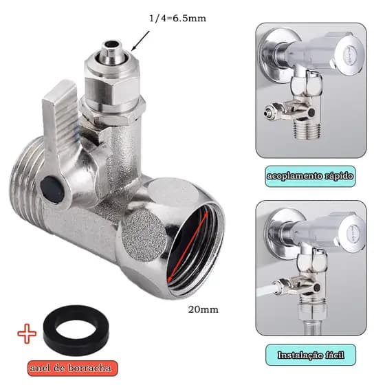 Adaptador Purificador Água 1/2→1/4 - Torneira FAH e Tubulação Compatível