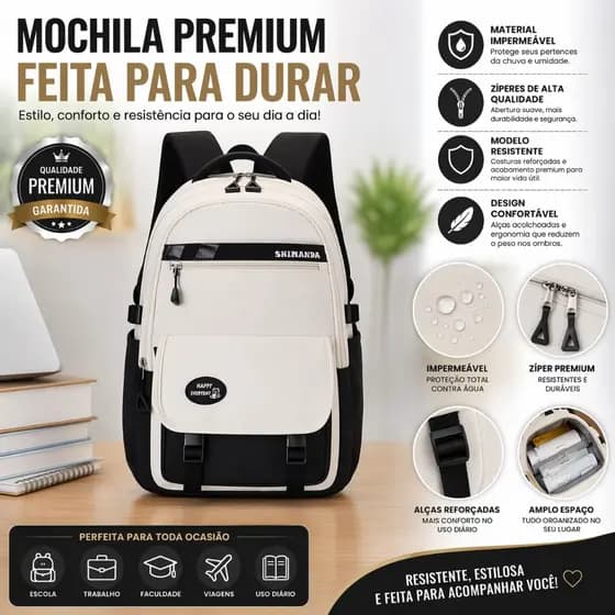 Mochila coreana de grande capacidade Faculdade-Escolar-Trabalho impermeável unissex