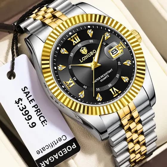 Original Luxury Men's Watch Functional Calendar Stainless Steel Strap With Box A melhor opção para presentes.