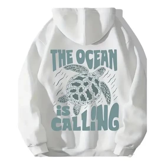 Moletom Unissex Canguru Tartarugas do Oceano Estampado em Cores