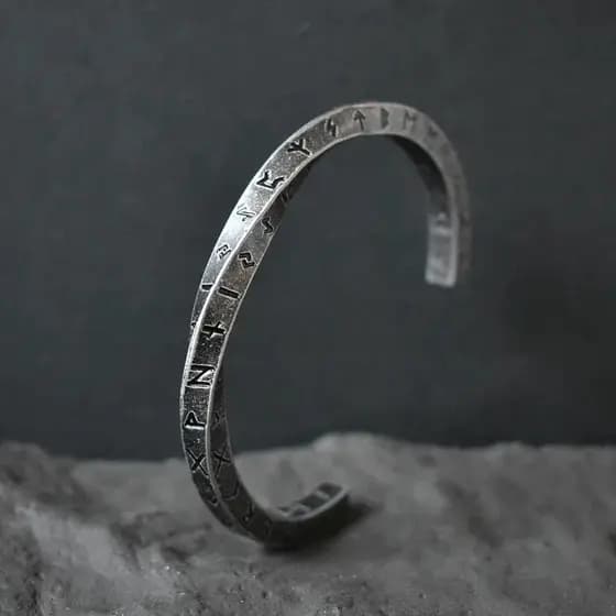 Pulseira de aço inoxidável Mobius, cor retrô, estilo masculino, moda nórdica, estilo Viking, padrão de letras, acessório