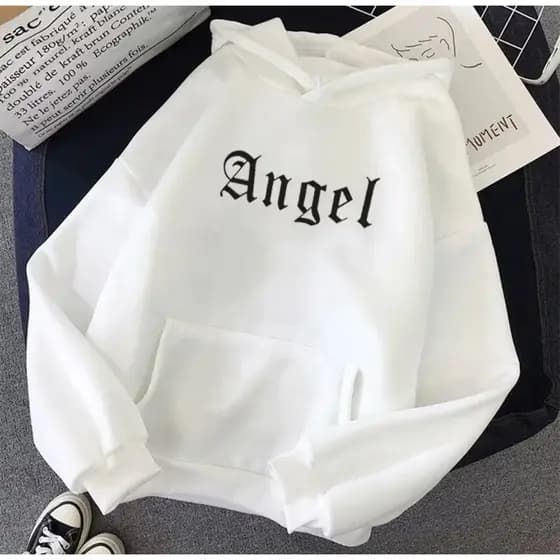 Moletom Feminino Angel Moletom Com bolso e Capuz Feminino Moletom Fofo