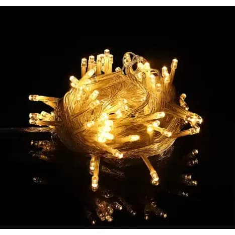 Pisca Pisca de Led 10M - (Luz fixa Não Pisca) 220 Volts (Fio Transparente) 100 Lâmpadas -LUZ DE LED AMARELADA