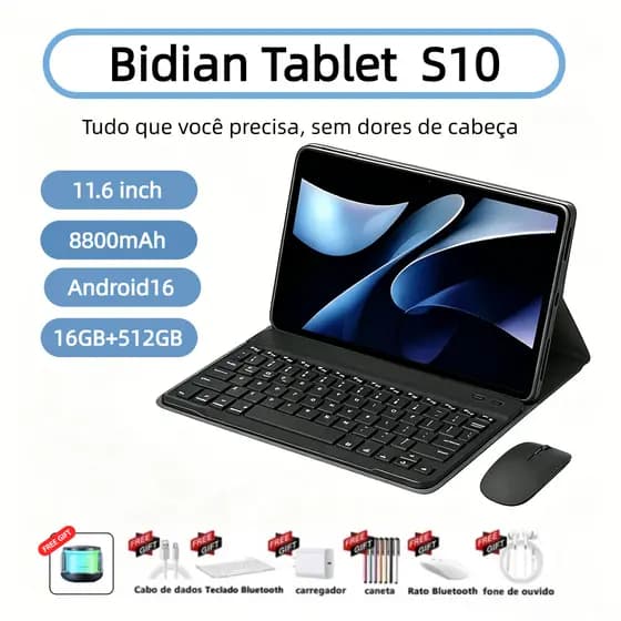 2026 Novo S10 Tab 11,6polegadas comprimido 16GB+512GB Online Learning Tablet Student5g