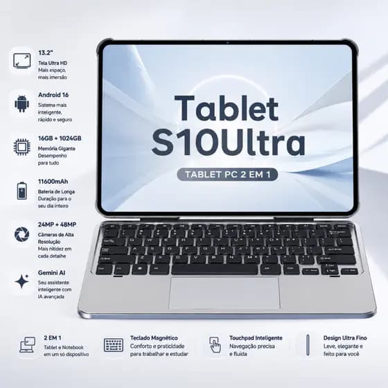 YINBER S10 Ultra 2-in-1 Tablet 13.2" 4K | 16GB + 1024GB RAM | Android 16 |E-sports Liquid Cooling | Keyboard and Pen
