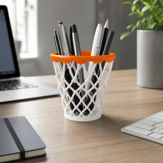 Organizador, porta objetos, porta treco, porta canetas- Formato de cesta de basquete