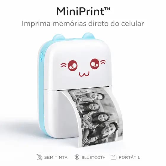 Mini Impressora Térmica Portátil s/ Tinta Bluetooth Para Celular Android iOS Fotos Etiquetas Planner