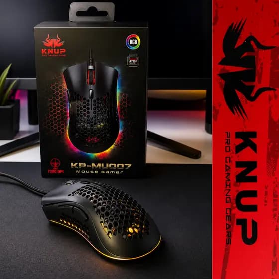 Mouse Gamer Colmeia RGB 7200 DPI KP-MU007 7 Botões Macro USB Alta Precisão Gamer