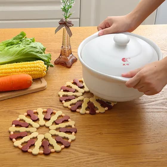 Tapete isolante térmico Anti-escaldante de bambu doméstico Tapete de mesa à prova de queimaduras de bambu Tapete de vege