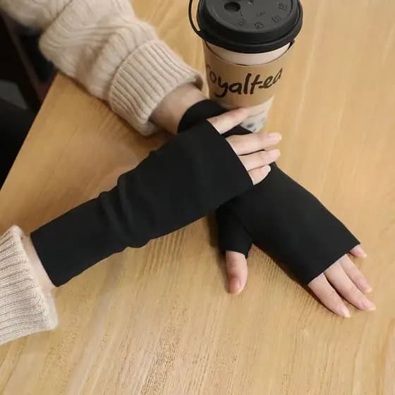 Luvas de meio dedo feminino inverno sem dedos veludo alemão primavera outono estilo fino estudante escrita com vazamento