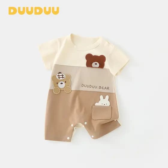 DUUUDUU Bear 2025 Novo estilo legal roupas de bebê menino classe a recém-nascido macacão bebê verão roupas finas