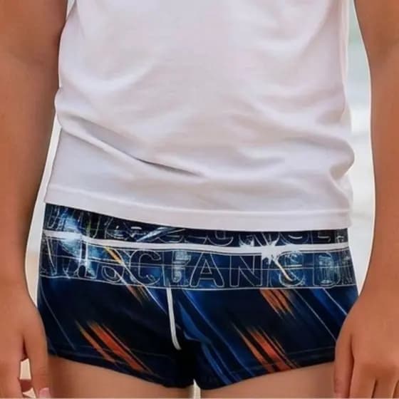 Sunga Infantil Forro Interno Para Praia Natação Piscina Com Cordão Para Ajuste Estampada Laranja