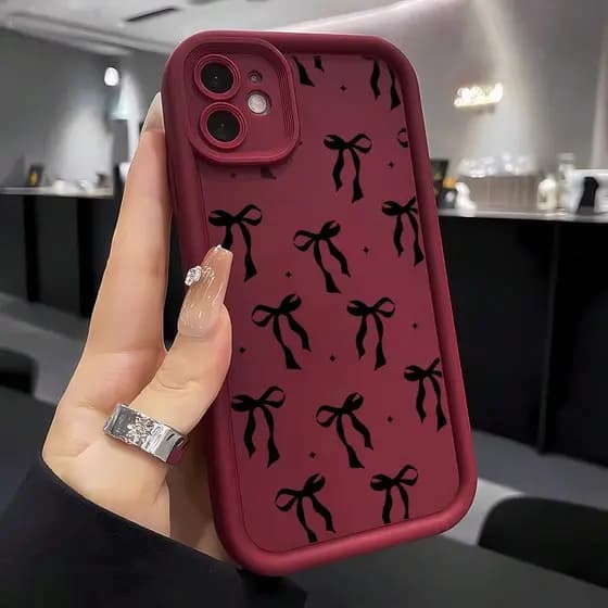 Funda de teléfono suave y protectora con diseño de lazo negro minimalista y elegante