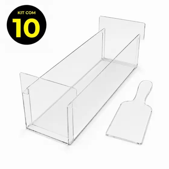 Kit 10 Forma Slice Cake 30x10x10 Acrílico Fatia Bolo Confeitaria Retangular Formas Transparente