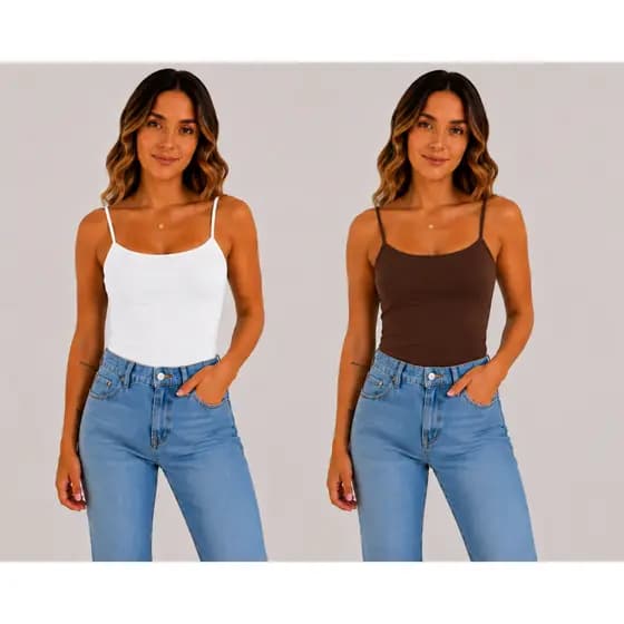 Kit 2 Blusa Regata Feminina Suplex Alça Fina Cropped Tube Básica Alcinha