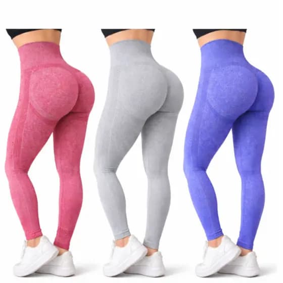 Kit 3 Calça Legging Cintura Alta Levanta Bumbum Feminina Esportiva Fitness Academia Poliamida
