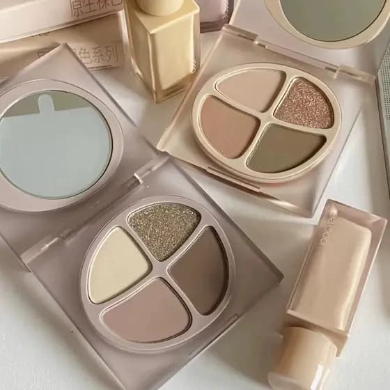 Joocyee paleta de sombras de quatro cores, cor enzimática, maquiagem perolada, fosca, cor terra, baixa saturação, maquia