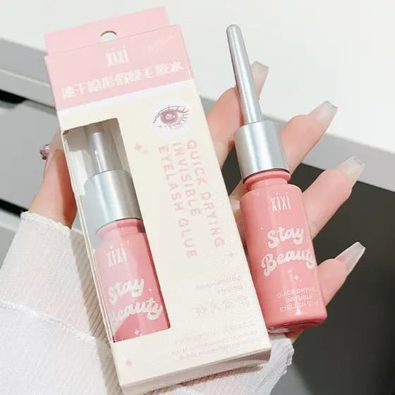 Xixixi cola para cílios postiços invisíveis de secagem rápida, estilo suave e não irritante, transparente, Natural para
