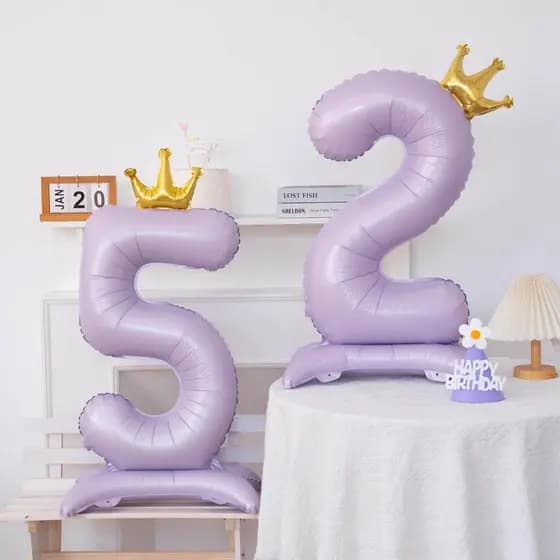 133cm coberto com antigo roxo coroa Base número balão de aniversário em pé meninos meninas festa cena decoração decoraçã