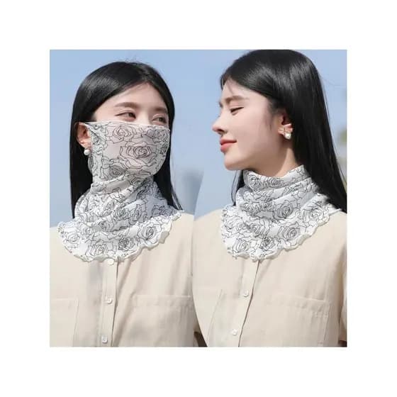 Lenço de seda feminino malha verão pára-sol proteção facial gaze pulôver pescoço proteção All-Match moda pescoço capa T