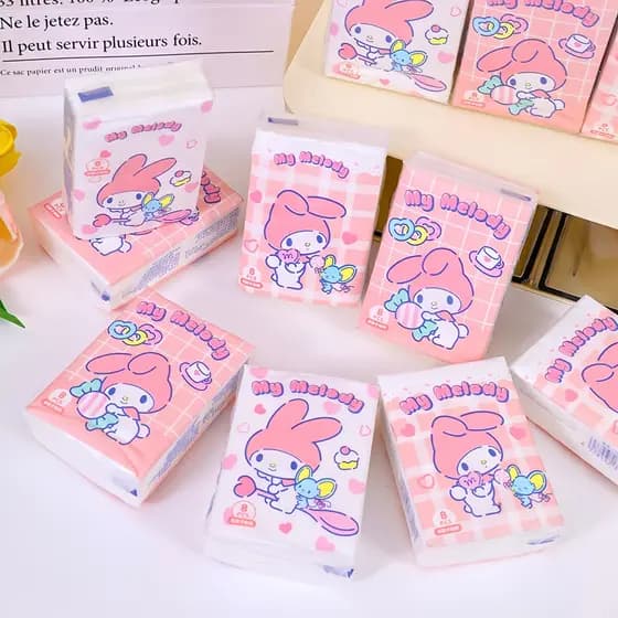 Sanrio genuíno melodia lenço de papel dos desenhos animados bonito estudante crianças tamanho pequeno guardanapo portáti