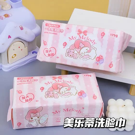 Toalha de rosto Sanrio Melody genuína Toalha macia de algodão descartável Toalha de limpeza de algodão pérola Extra gros