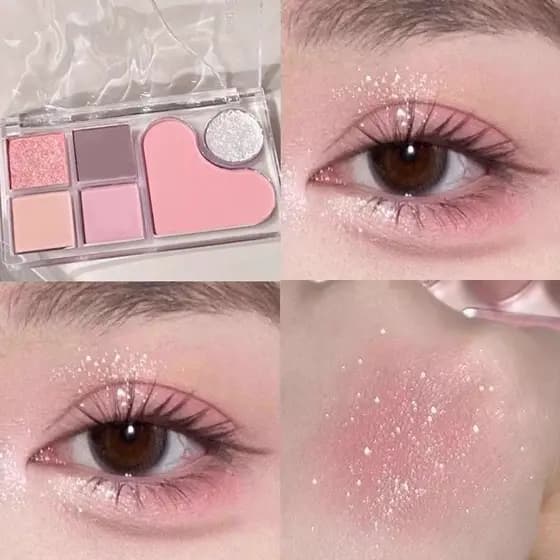 Fortemente recomendado por Han e Tai!Deitado bicho-da-seda sombra paleta abrangente rosa perolado fino ângulo piscante n