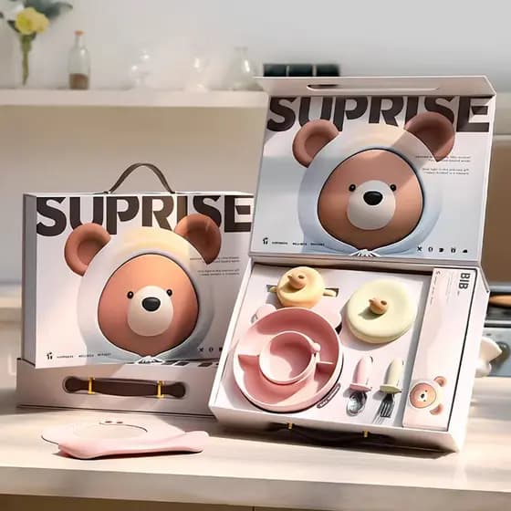 Tigela alemã de suplemento alimentar para bebês NaturaBloom Produtos para bebês recém-nascidos Conjunto de talheres para