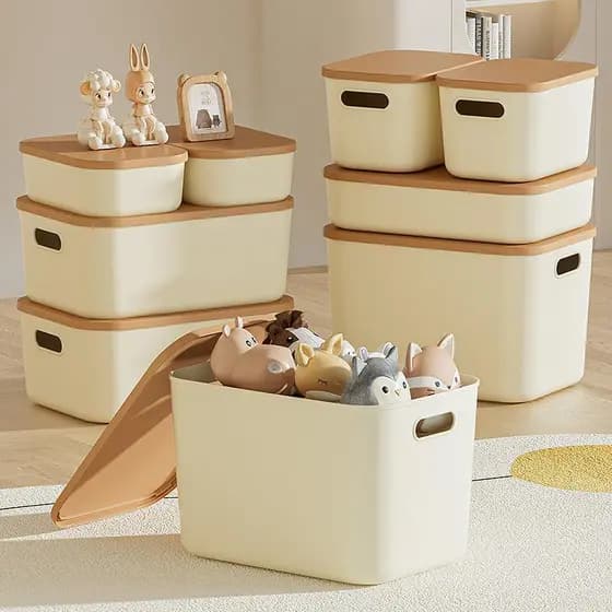 Bens domésticos caixa de armazenamento de mesa diversos organizador caixa com tampa guarda-roupa caixa de armazenamento