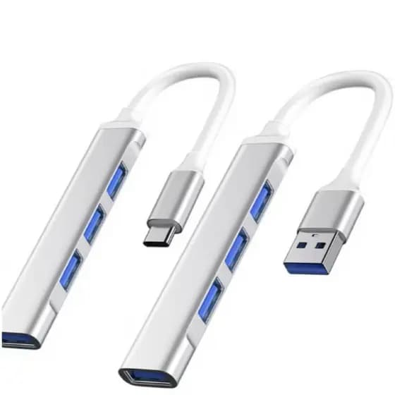 Adaptador Hub USB e USB-C 3.0 de 4 Portas USB Alta Velocidade
