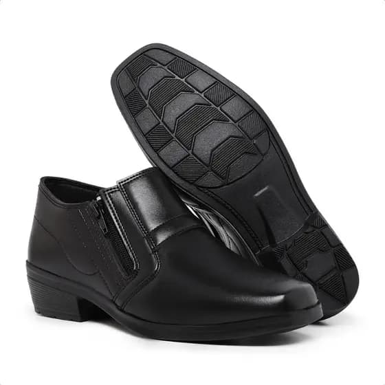 Sapato Social Masculino Preto com Zíper Lateral – Confortável e Elegante