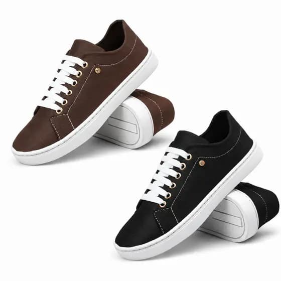 Kit 2 Pares de Tênis Casual Feminino – Conforto, Estilo e Versatilidade | Numeração 33 ao 40