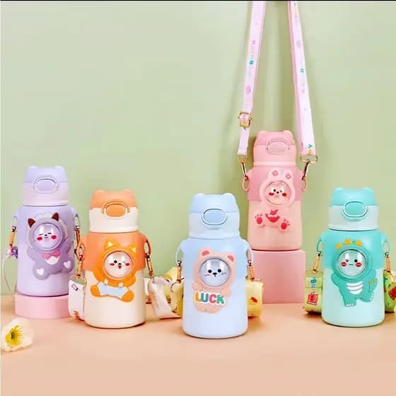 Garrafa térmica M-1330 infantil com canudo e alça 500ml Copo em aço inox