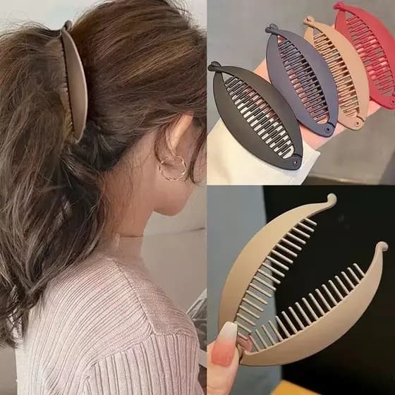 Kit 2 Presilha Cabelo Banana 14cm/Feminino/Clip Rabo de Cavalo/Acessório Meninas/Prendedor de Peixe - 2