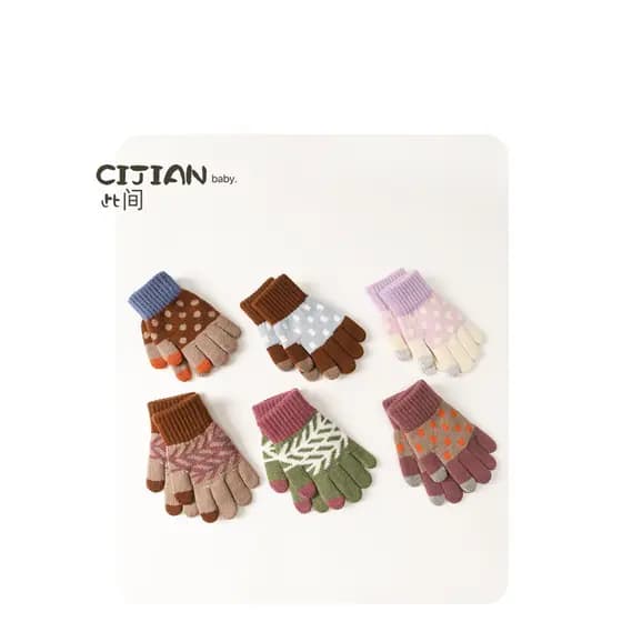 Crianças luvas de inverno bebê anticongelante luvas de malha masculino feminino bebê cinco dedos luvas meninos meninas l