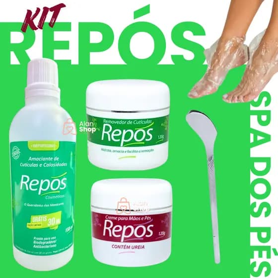 Kit repos Amaciante + removedor + creme ureia e bisturi 222 + 10 bota descartável