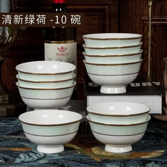Tigela de cerâmica doméstica conjunto de talheres de cerâmica tigela de arroz único presente tigela prato osso China tig
