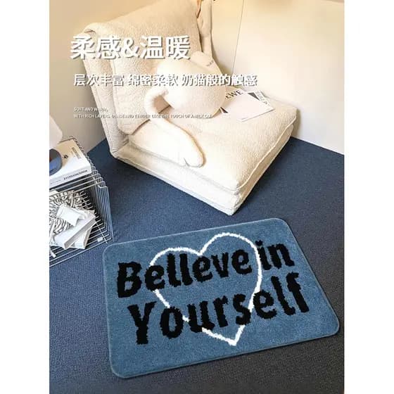 Design Original verão azul fresco coreano simples tapete reunindo lã macia quarto cobertor de cabeceira almofada absorve