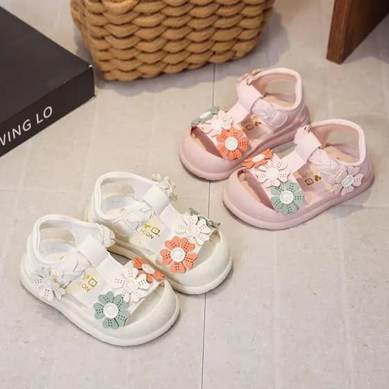 Bebê criança sapatos verão sola macia antiderrapante sandálias do bebê Velcro feminino crianças sandálias de praia flor