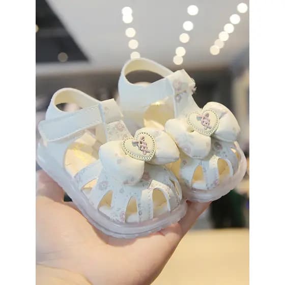 Feminino crianças Baotou bebê criança sapatos verão arco antiderrapante sola macia sandálias de princesa bonito Velcro 1