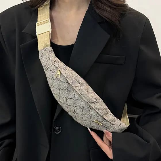 Bolsa de peito feminina estilo diamante verificação All-Match saco do mensageiro bolsa de ombro rua na moda simples cicl