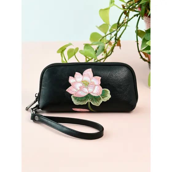 Novo estilo étnico chinês bordado flor saco de embreagem senhoras saco do telefone móvel pequena carteira Outing pequeno