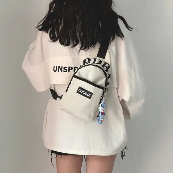 Bolsa de peito japonesa feminina ins na moda pequena bolsa mensageiro menino pequena mochila Casual bolsa de lona mensag