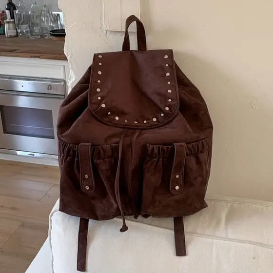Clássico versão coreana moda salgueiro prego ferramentas grande capacidade Super textura mochila de couro Campus trabalh
