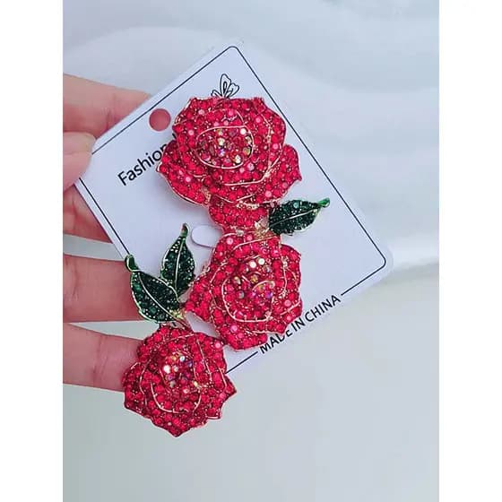 Melhor luxo rosa High-End Retro broche senhoras elegante colorido cristal diamante flor broche traje