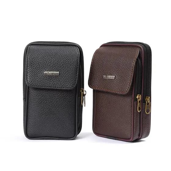 Nova textura de couro bolsa para celular de meia-idade multifuncional bolsa de cintura masculina canteiro de obras capa