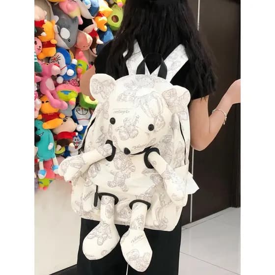 Bonito bonito macio bonito urso boneca mochila único na moda nicho tridimensional mochila crianças passeio mochila de vi