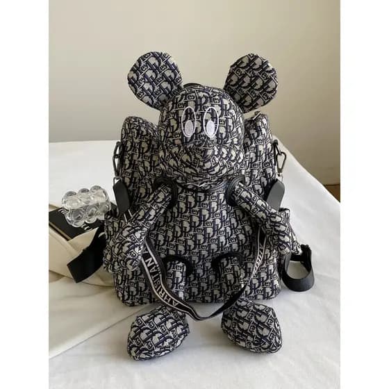 Mochila de boneca de desenho animado feminina 2025 novo estilo Street Wear carta grande capacidade bolsa escolar de um o