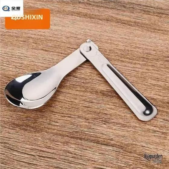 304 aço inoxidável portátil dobrável colher talheres dobrável colher de sopa colher de viagem estudante crianças 2 peças